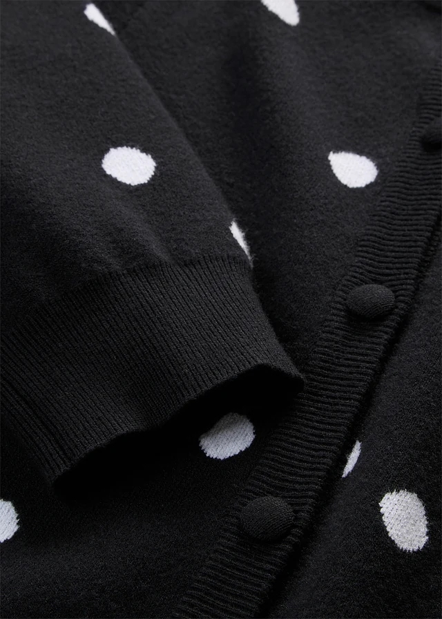 Gilet en fine maille • noir pois blanc • Boutique bonprix