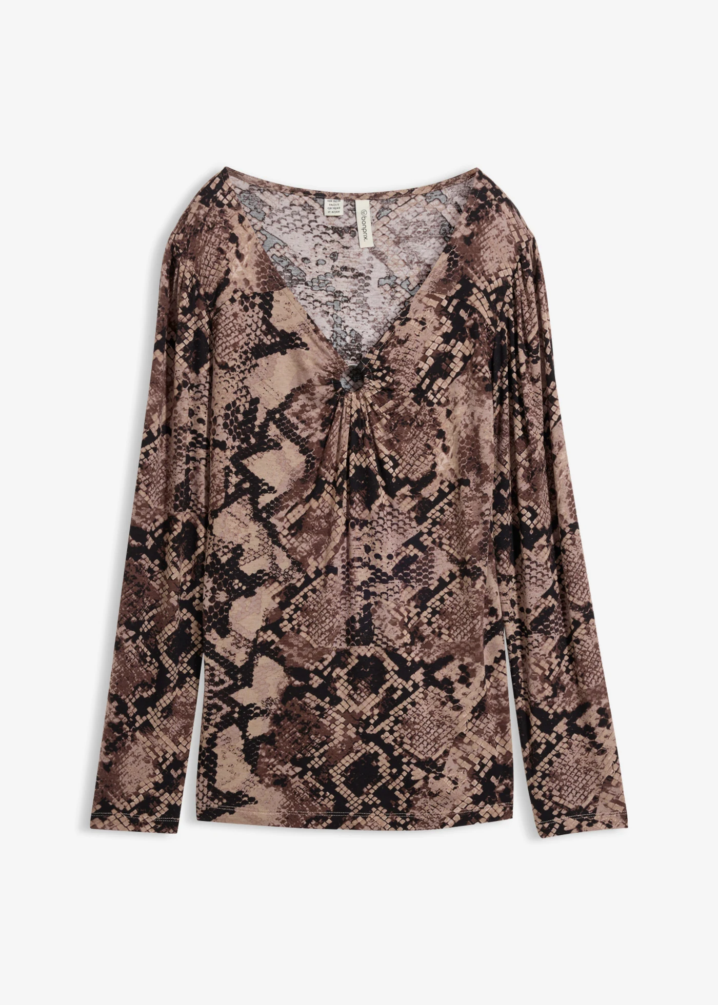 T-shirt manches longues avec accessoire • marron foncé python • Boutique bonprix