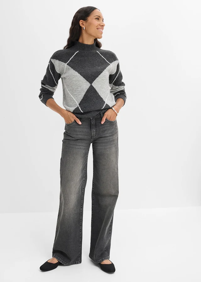 Pulover oversize • gri-antracit melanj/gri deschis melanj • magazin bonprix