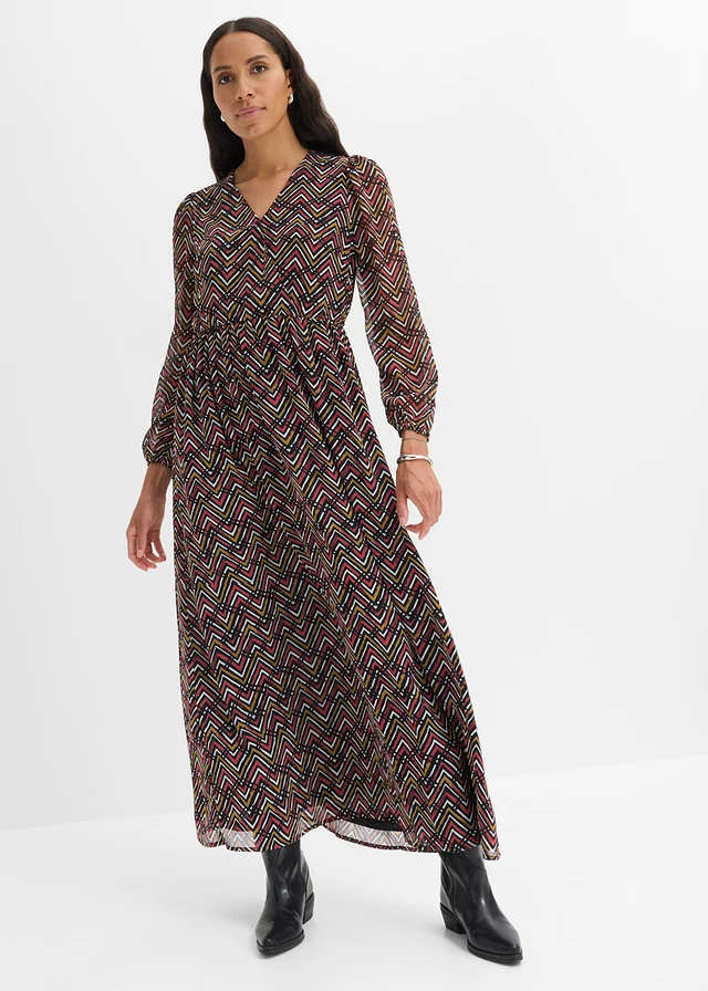 Robe en mousseline, Couleur: noir graphique