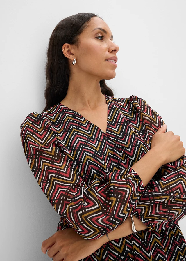 Robe en mousseline • noir graphique • Boutique bonprix