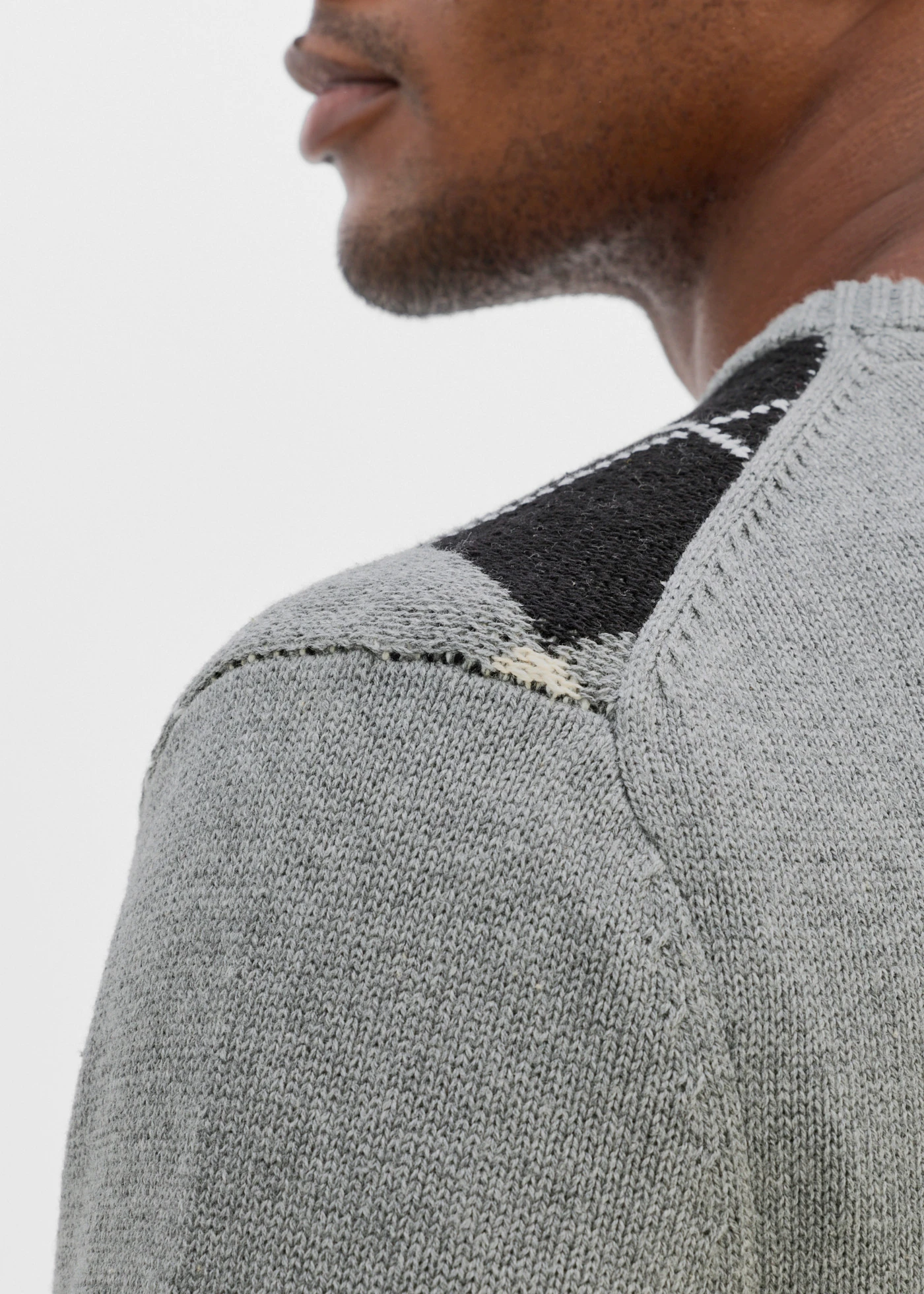 Pull 100% coton • gris chiné/écru chiné/noir carreaux • Boutique bonprix
