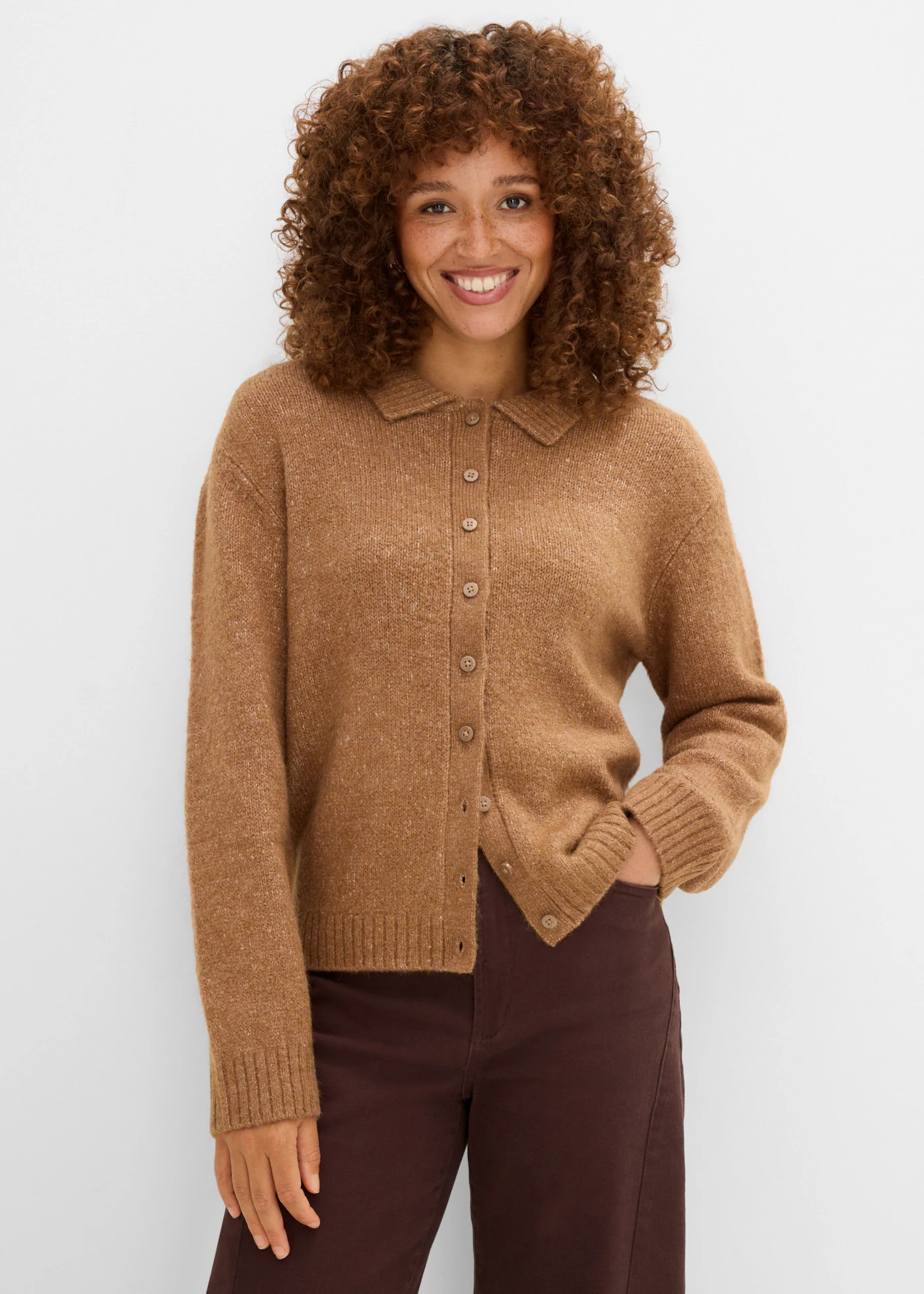 Gebreid vest • ecrubruin • bonprix online shop