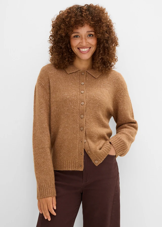 Gilet en maille • marron/naturel • Boutique bonprix