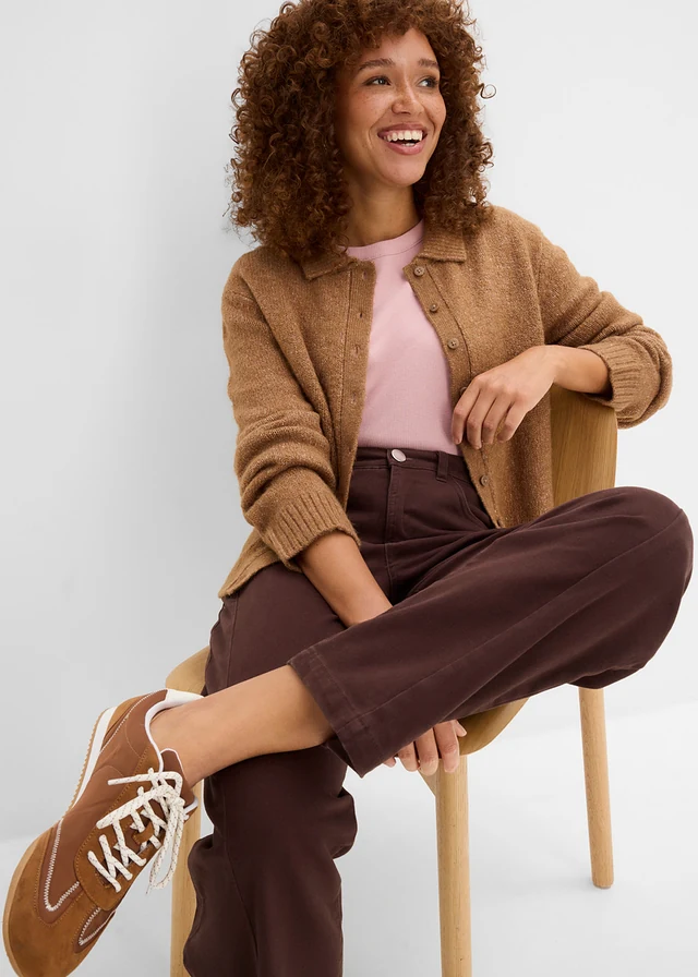 Gilet en maille • marron/naturel • Boutique bonprix