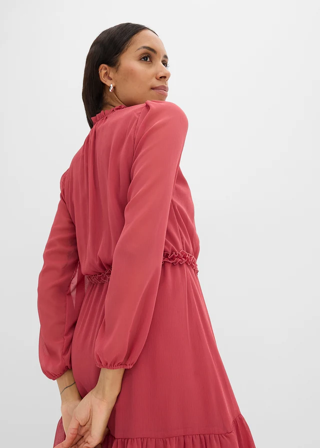Chiffon jurk • kersenrood • bonprix online shop