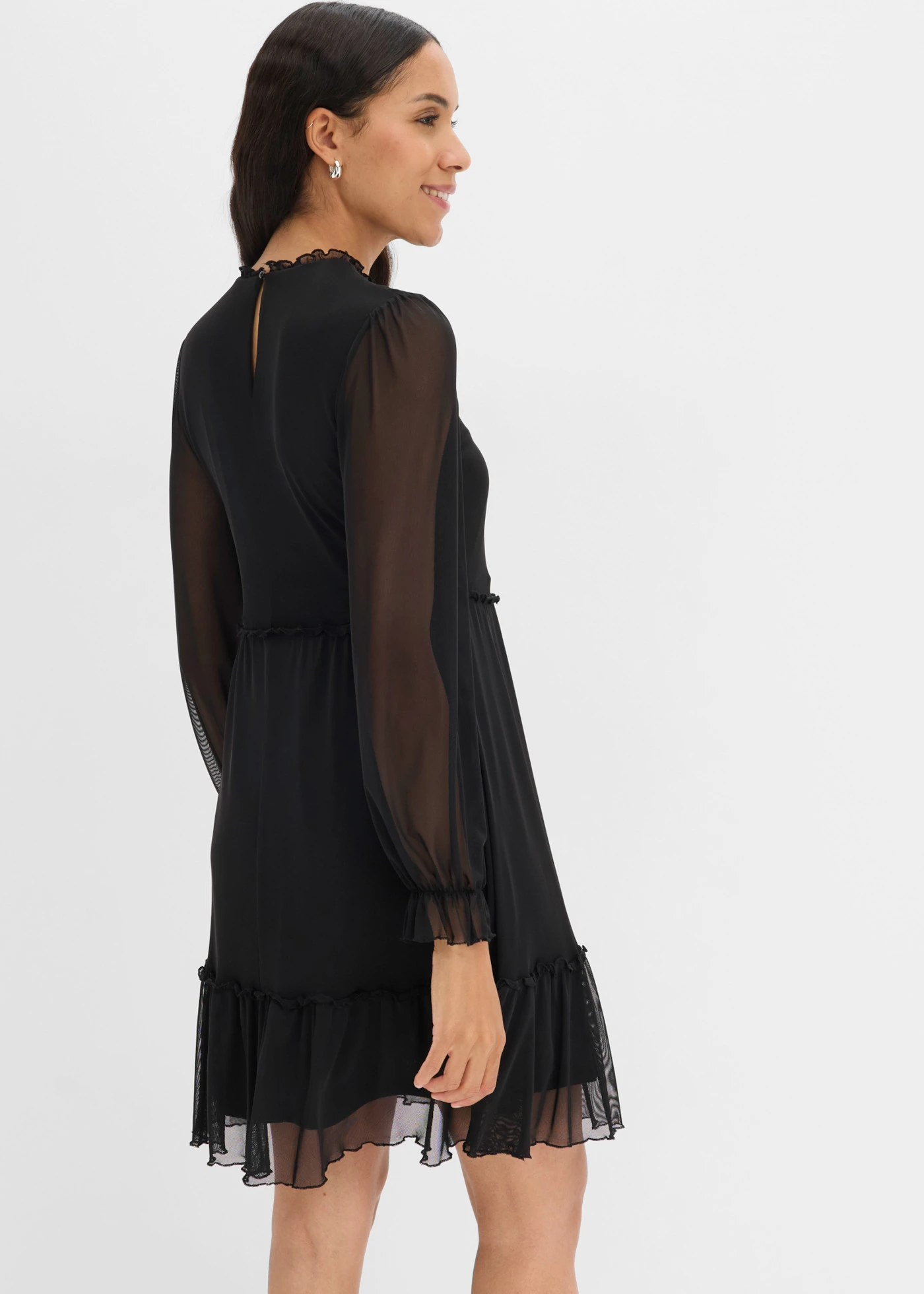 Jersey jurk van fijne mesh • zwart • bonprix online shop