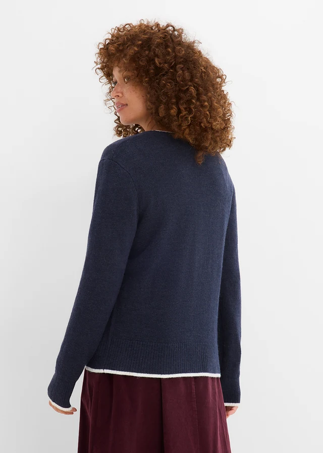 Gebreid vest, Kleur: donkerblauw/wit