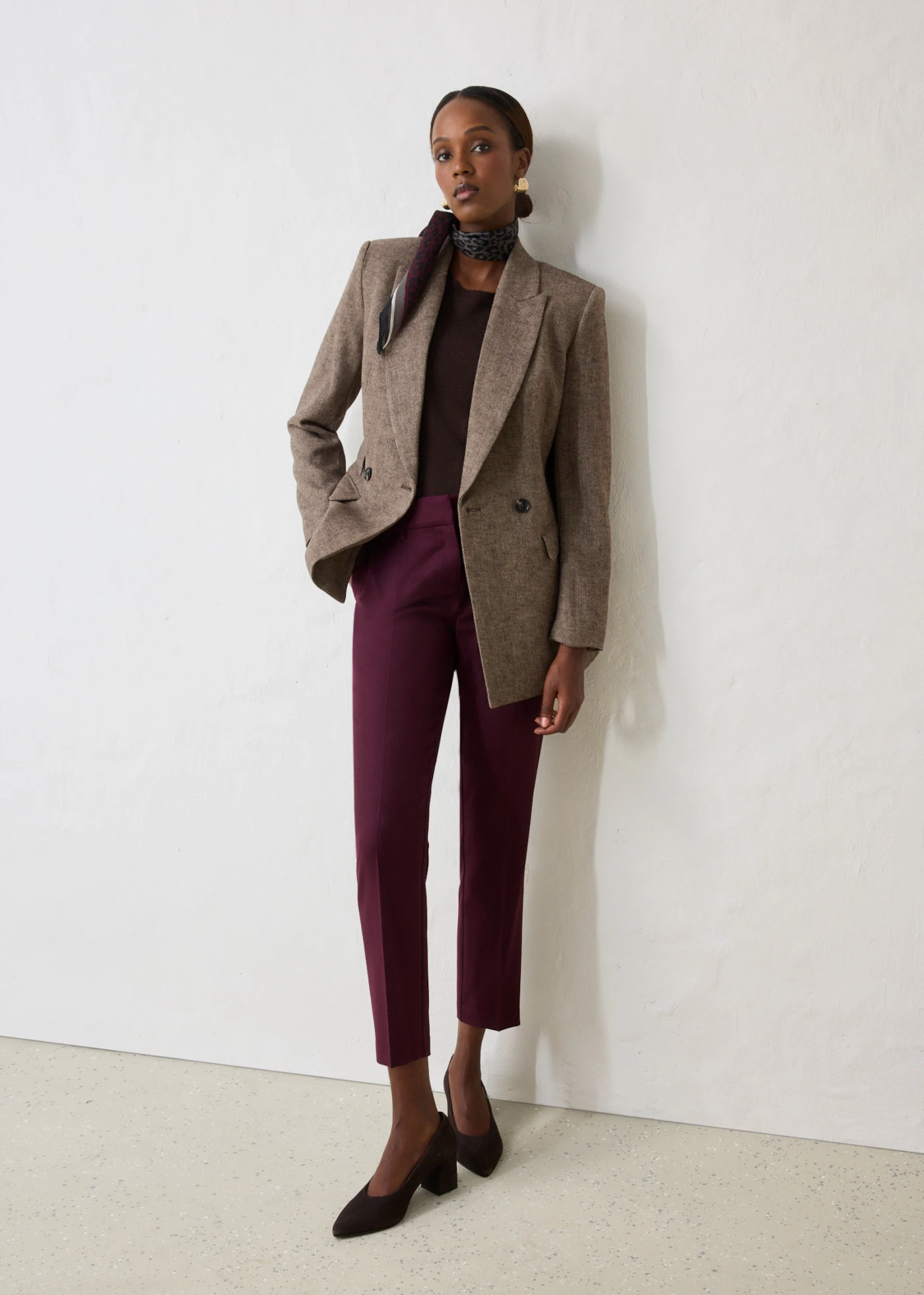 Smalle broek met wol • wijnrood • bonprix online shop