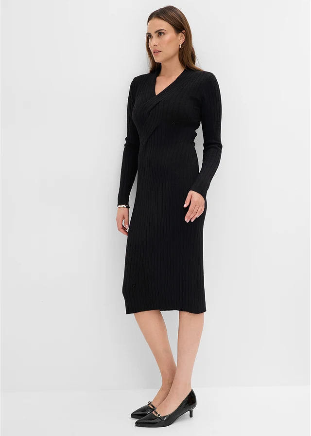 Gebreide jurk met wol • zwart • bonprix online shop