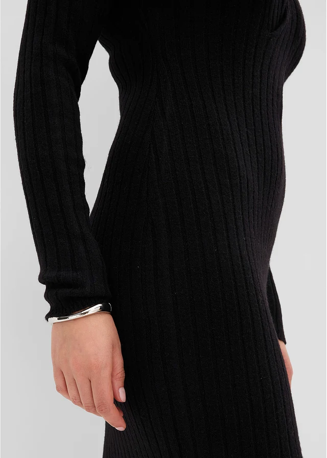 Gebreide jurk met wol • zwart • bonprix online shop