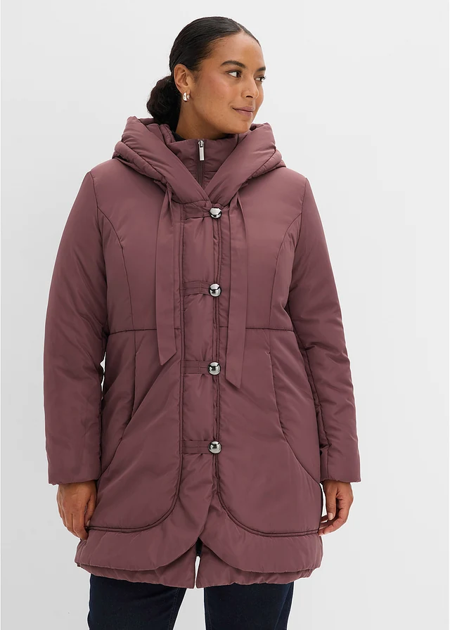 Manteau court matelassé, Couleur: marron chocolat