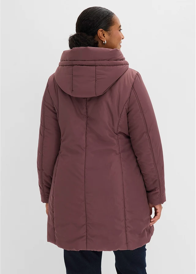 Manteau court matelassé, Couleur: marron chocolat