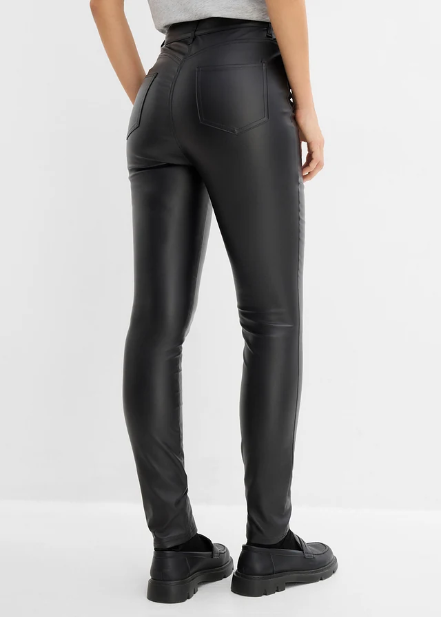 Stretch broek voor een platte buik van gecoate bengaline • zwart • bonprix online shop