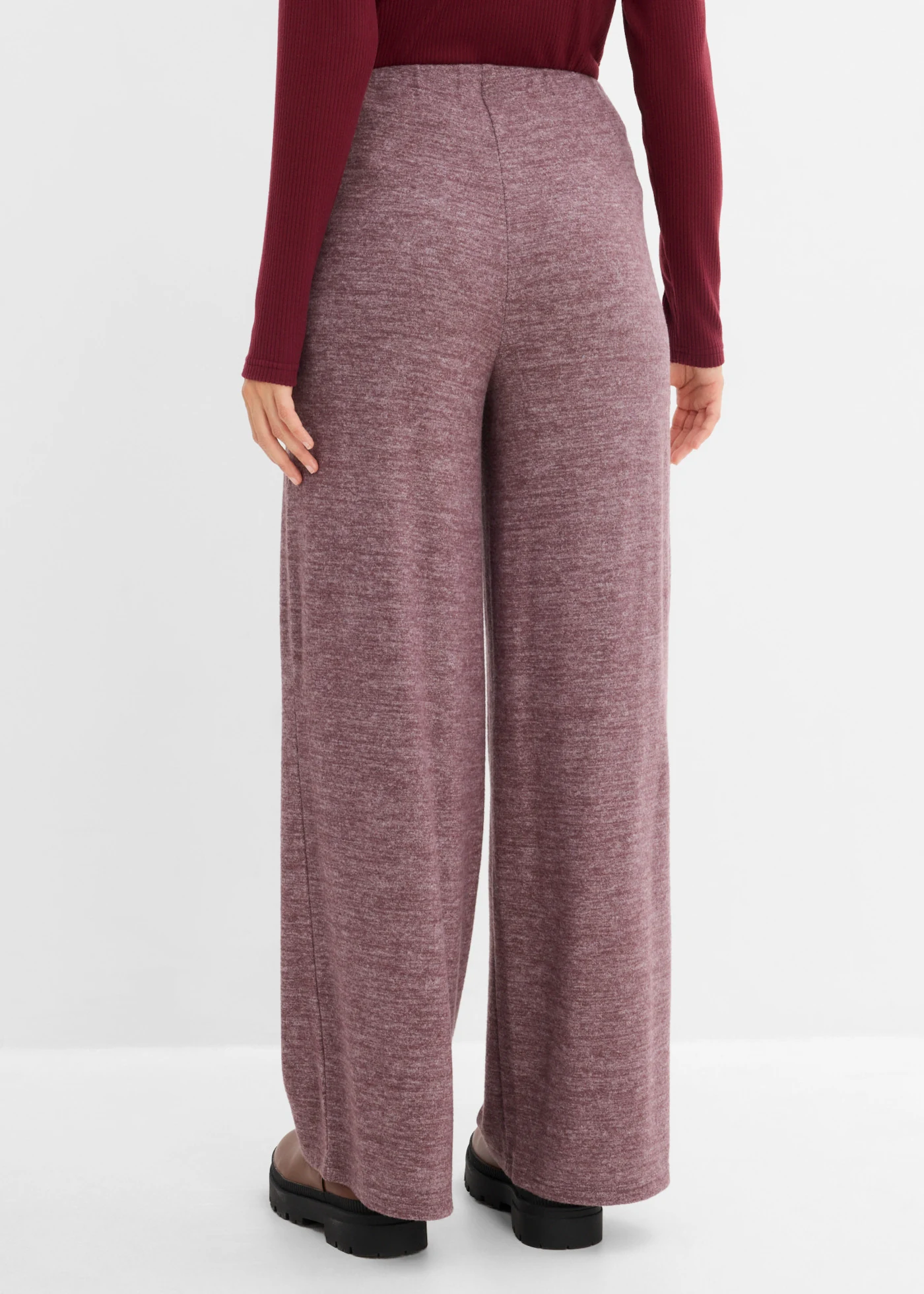 Palazzo broek in een gebreide look • cacaobruin gemêleerd • bonprix online shop
