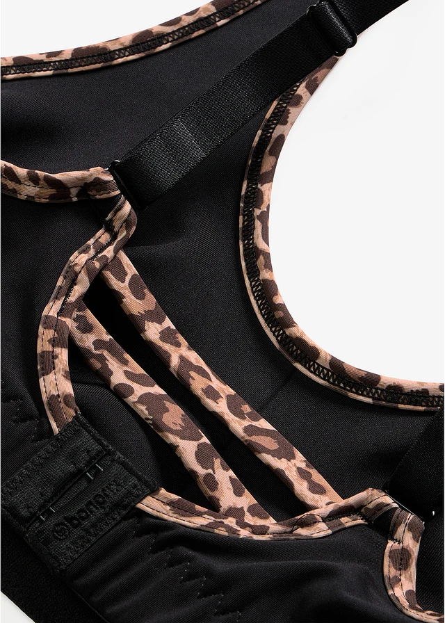Sport bh met lichte steun • zwart luipaardprint • bonprix online shop