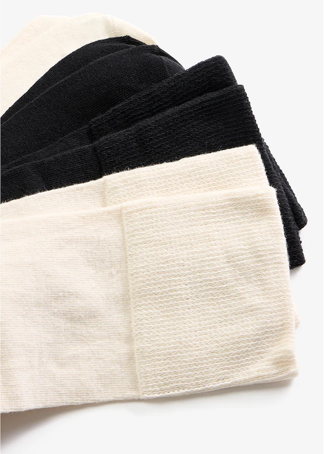 Overknee kousen met biologisch katoen (2 paar), Kleur: zwart+wolwit