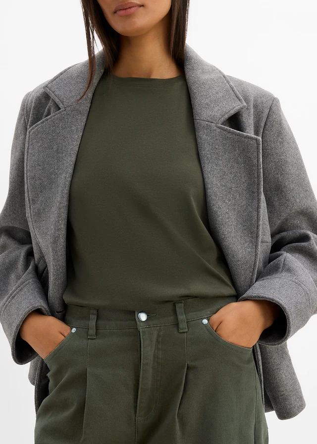 Barrelbroek van twill met een comfortabele tailleband van katoen • diepolijfgroen • bonprix online shop