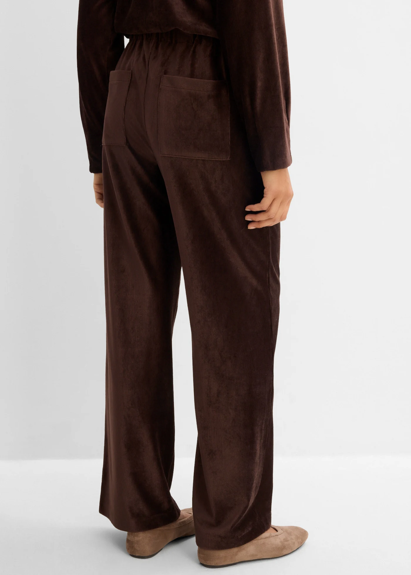 Corduroy broek met elastische tailleband • donkerbruin • bonprix online shop
