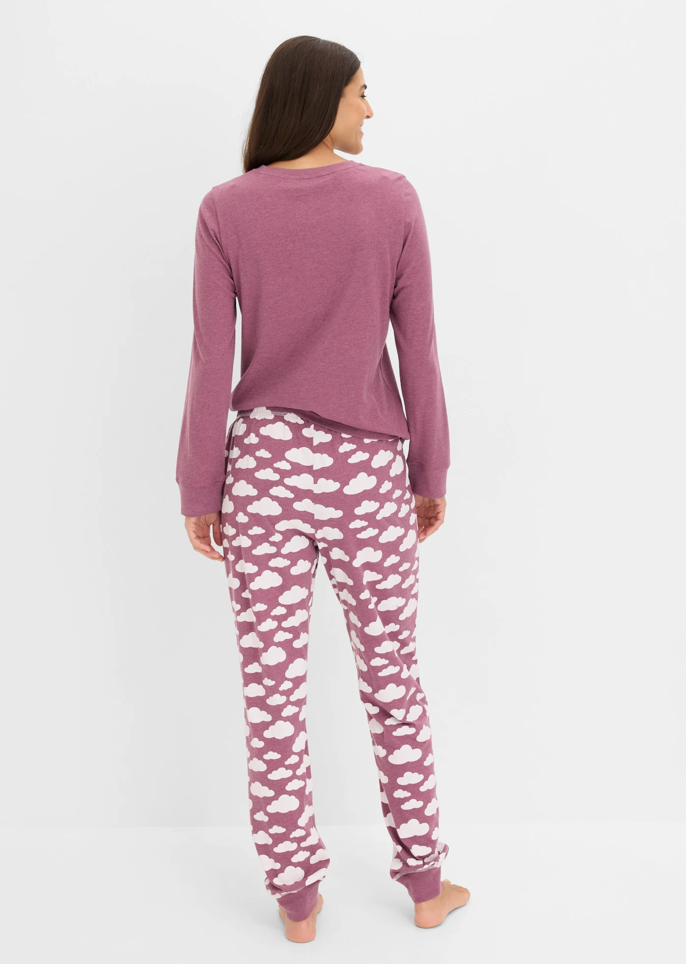 Pyjama van zuiver biologisch katoen • paars gemêleerd • bonprix online shop