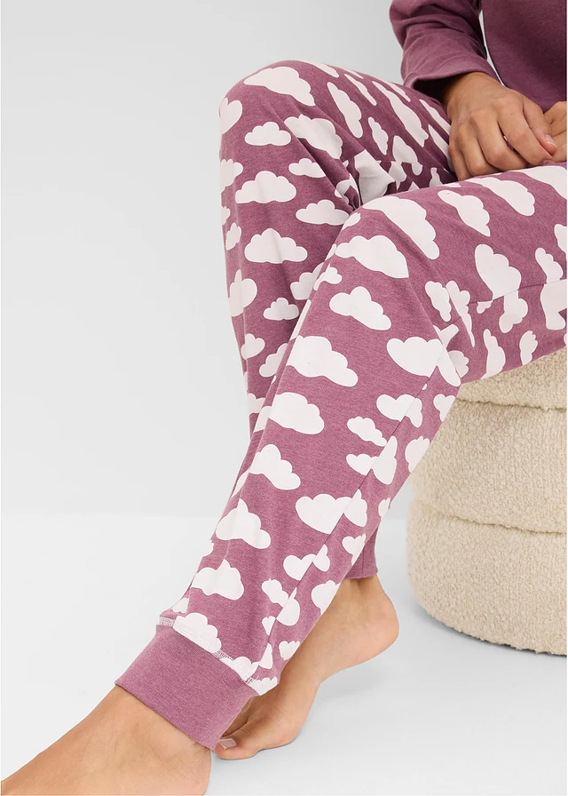 Pyjama van zuiver biologisch katoen • paars gemêleerd • bonprix online shop