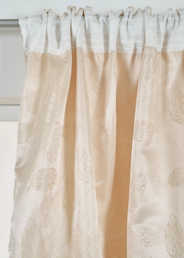 Jacquardgordijn met een lichte glans (1 stuk), Kleur: beige-sand
