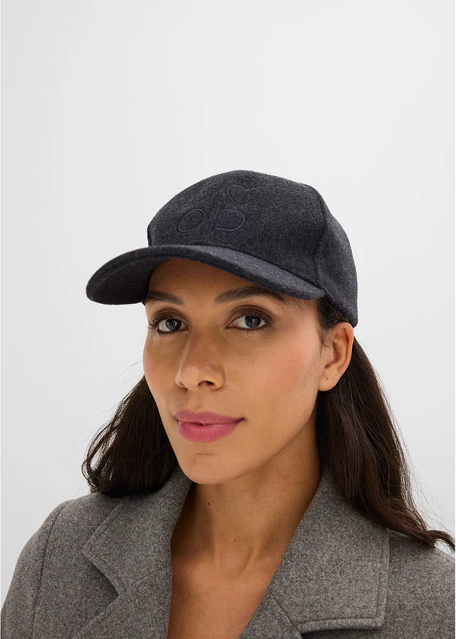 Cap in wollook • antraciet gemêleerd • bonprix online shop