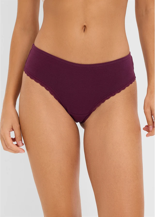 Brazilian slips met biologisch katoen (set van 7) • zwart+diepgroen+vlierbes+wolwit • bonprix online shop