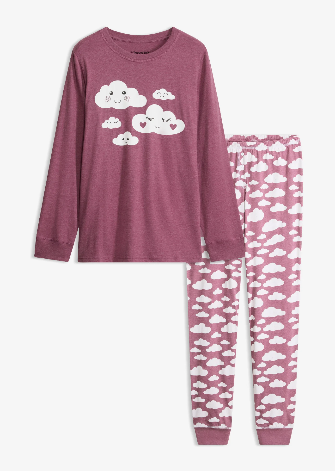 Pyjama en coton • violet chiné • Boutique bonprix