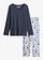Pijama din bumbac organic 100%, culoare: albastru intens/alb cu imprimeu