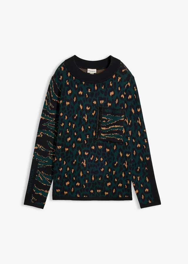 Pull en fine maille à motif léopard