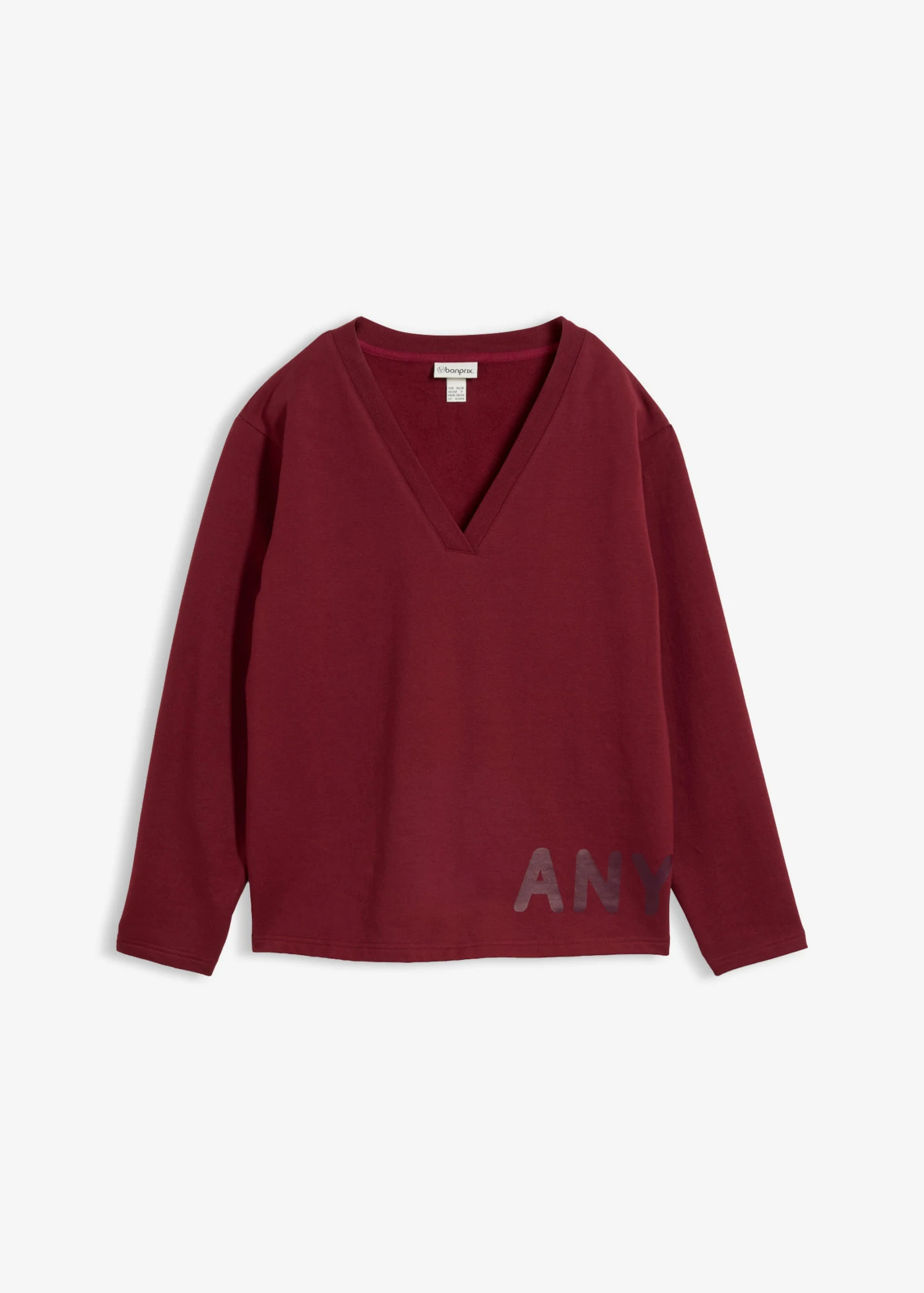 Sweater van een elastische biologisch katoenmix • esdoornrood-wijnrood • bonprix online shop