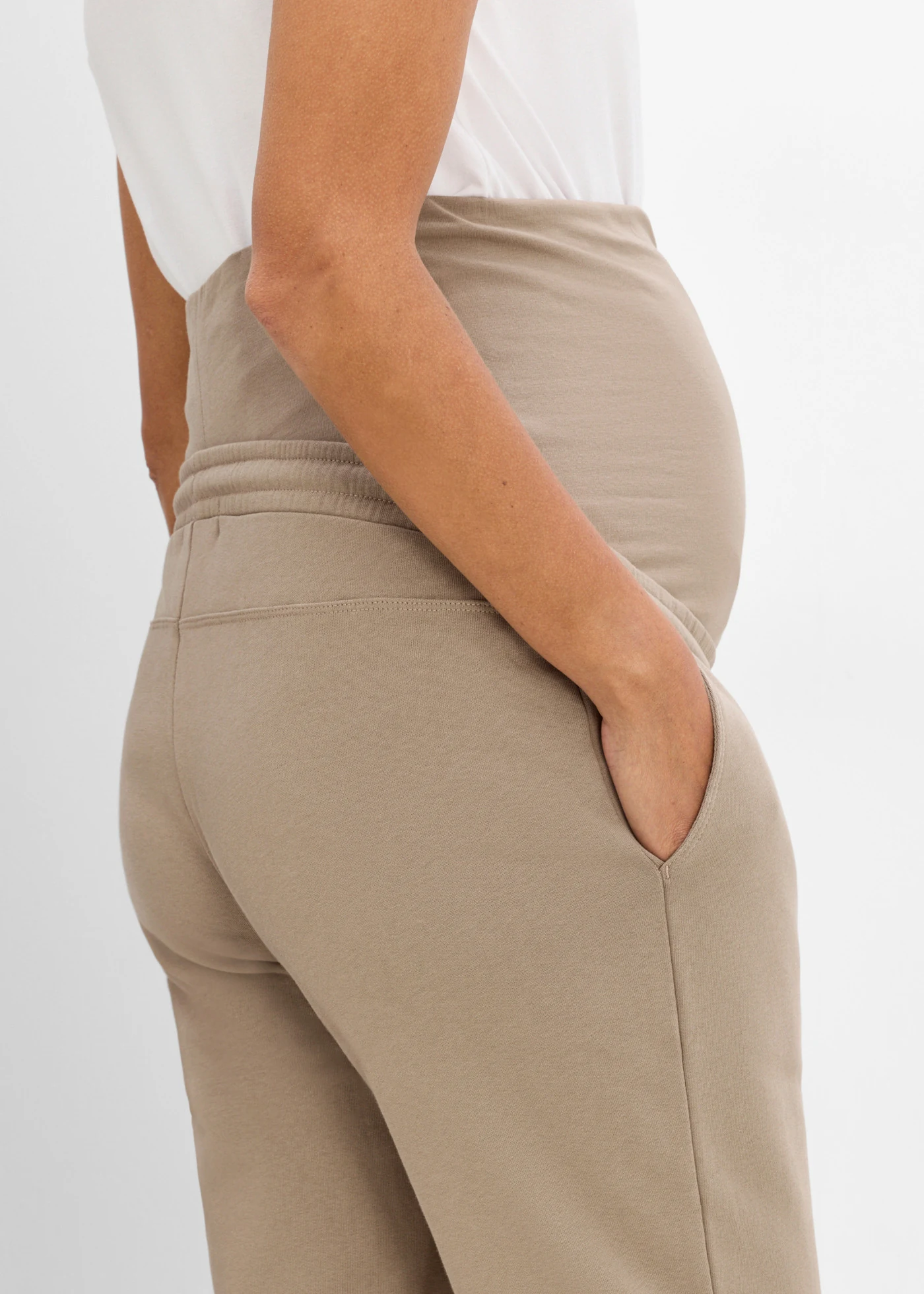 Pohodlné těhotenské joggingové kalhoty z organické bavlny • hnědošedá • bonprix obchod