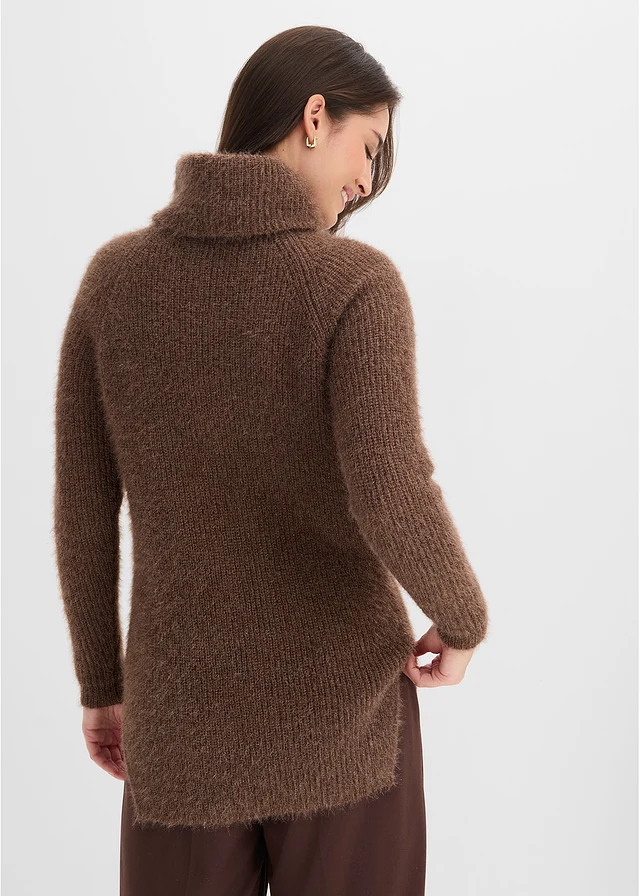 Pull col roulé oversize, Couleur: marron