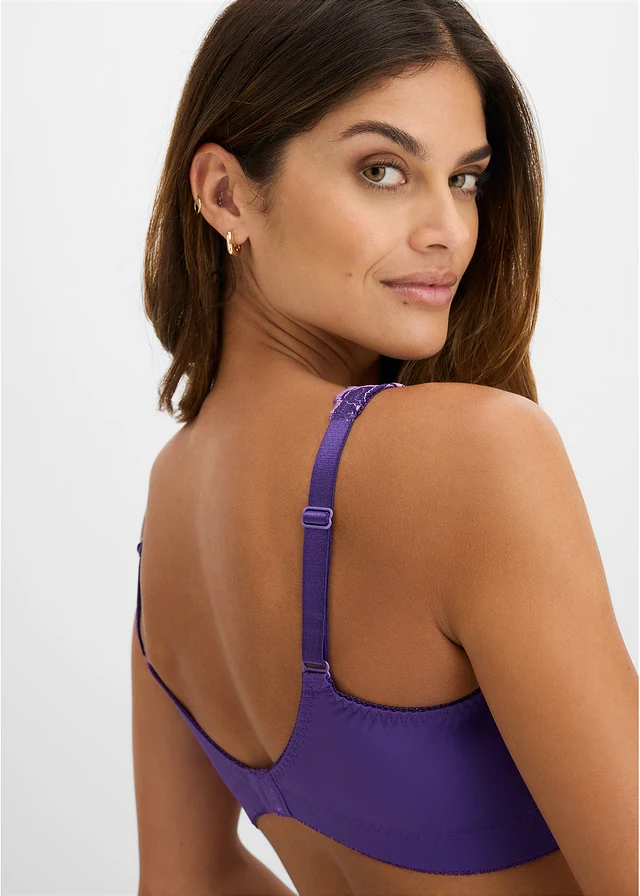 Minimizer bralette met tweekleurig kant • paars • bonprix online shop