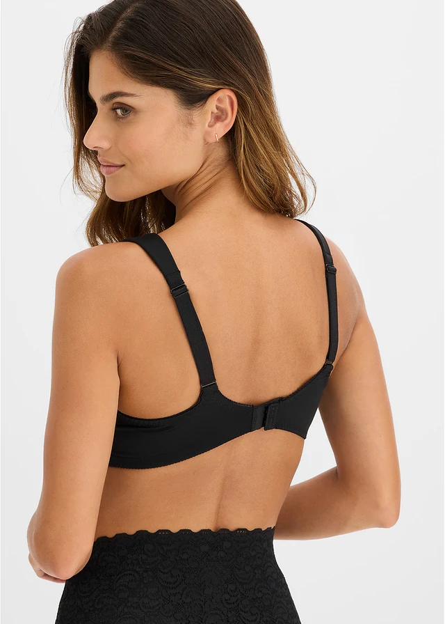 Lot de 3 soutiens-gorge minimiseurs à bretelles rembourrées • beige craie + noir + blanc • Boutique bonprix