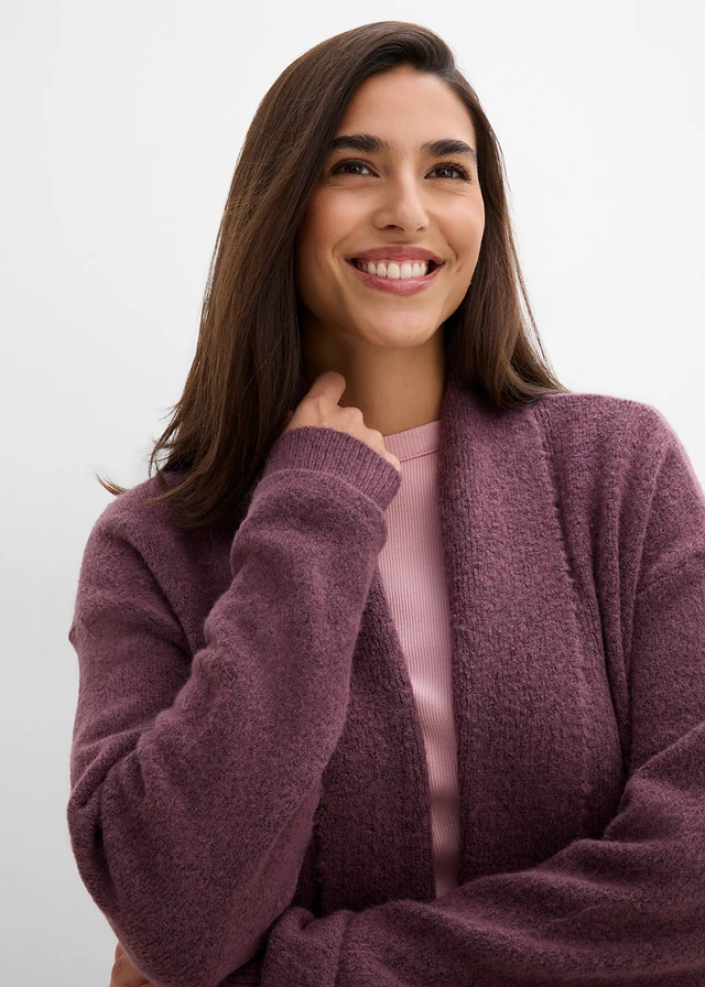 Lang gebreid vest met sjaalkraag • cacaobruin gemêleerd • bonprix online shop