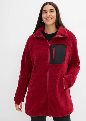 Bluza rozpinana z polaru baranka • wiśniowy • sklep bonprix