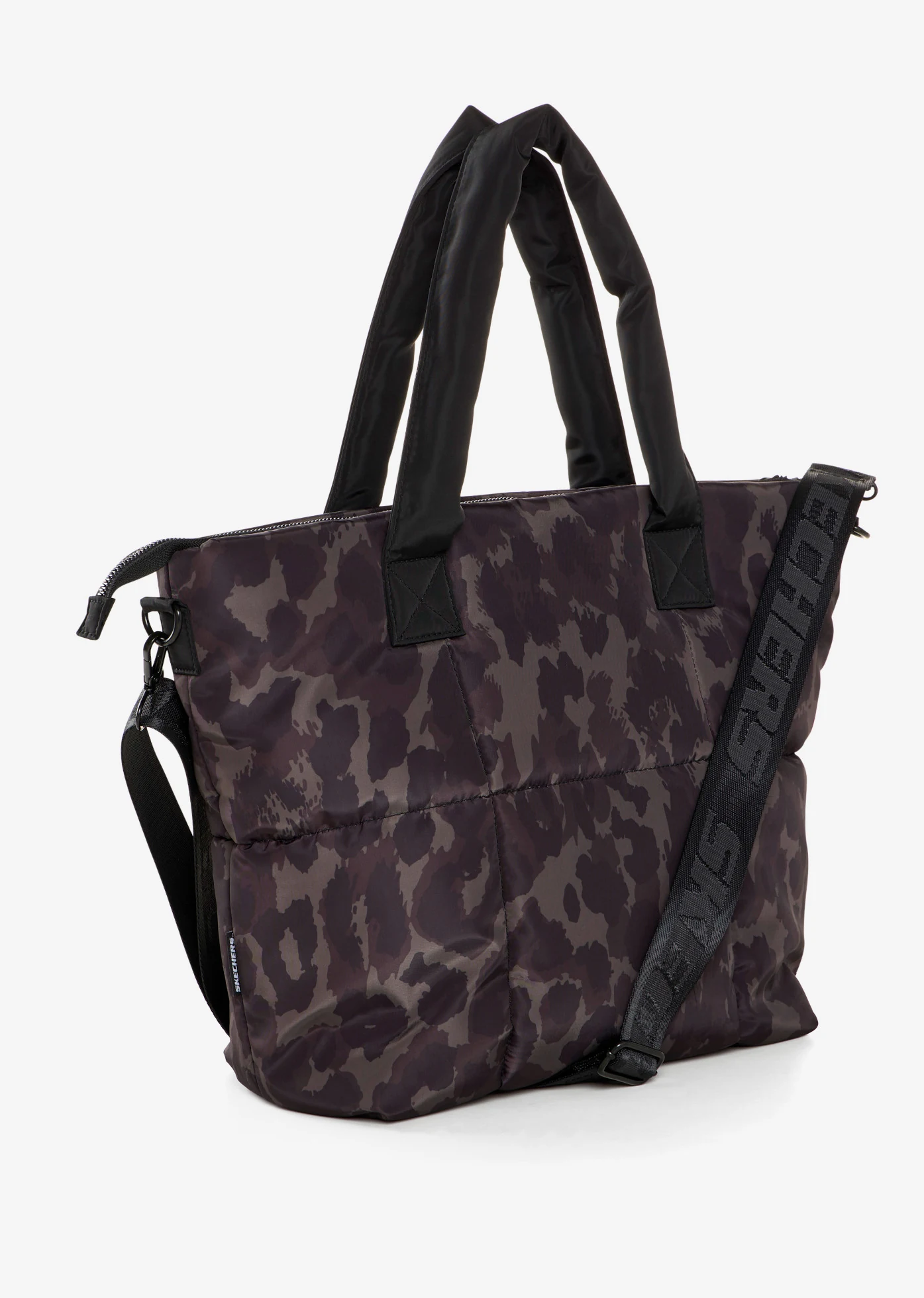 Velká kabelka značky Skechers • černo-khaki-hnědá s leopardím potiskem • bonprix obchod
