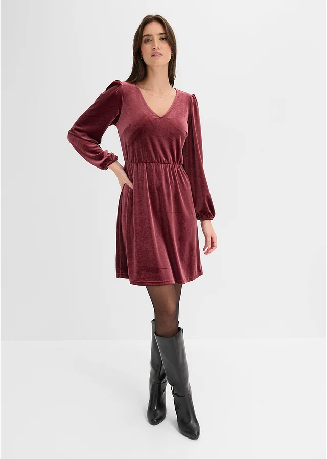 Robe douce en jersey velours, Couleur: rouge érable