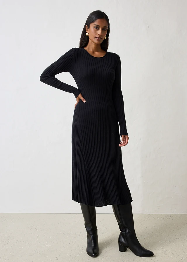 Gebreide jurk van merinowol • zwart • bonprix online shop