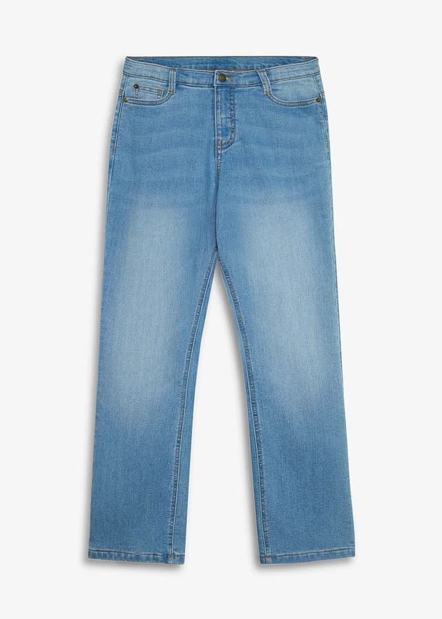 Flared thermojeans, mid waist, Kleur: lichtblauw denim