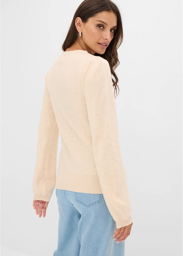 Trui in een zachte viscosemix • beige gemêleerd • bonprix online shop