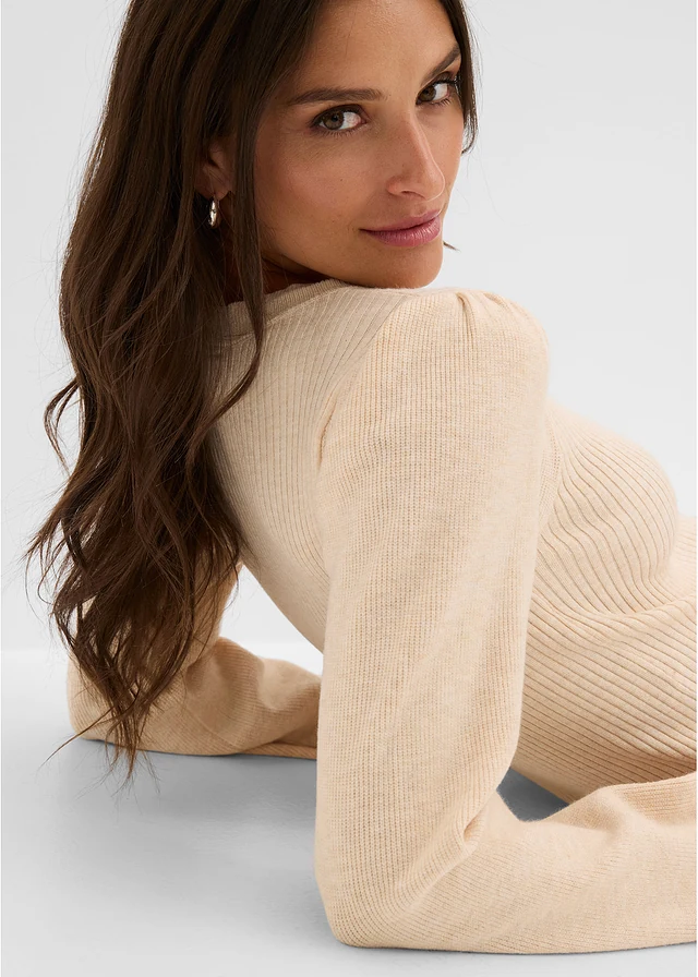 Pull doux • beige chiné • Boutique bonprix