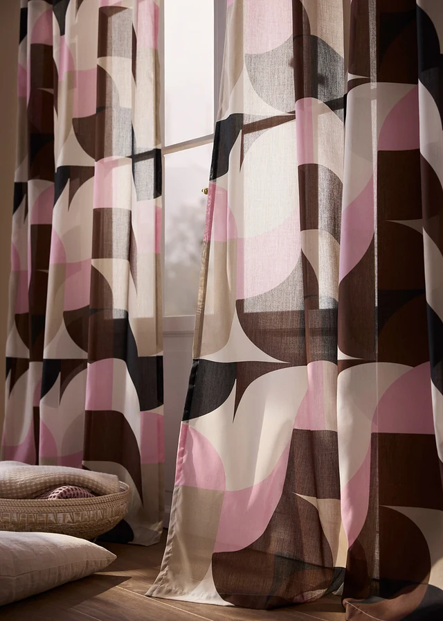 Závěs z recyklovaného polyesteru (1 ks v balení) • hnědo-světle růžovo-hnědošedo-černá • bonprix obchod