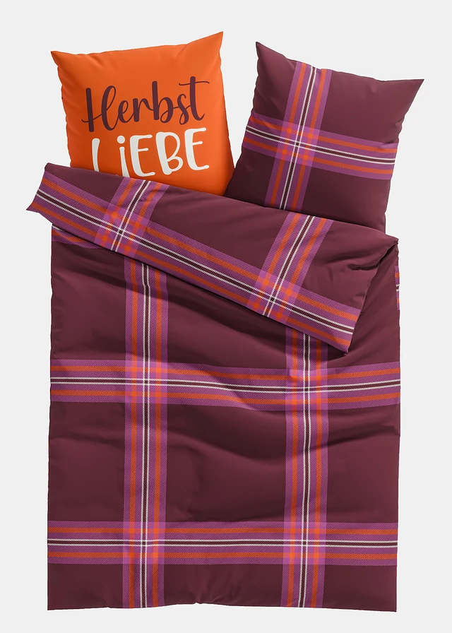 Dekbedovertrek van een katoenmix, Kleur: oranje-bessen