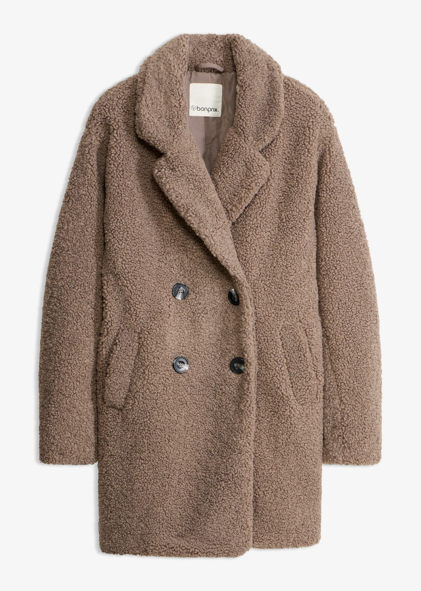 Korte coat • taupe • bonprix online shop
