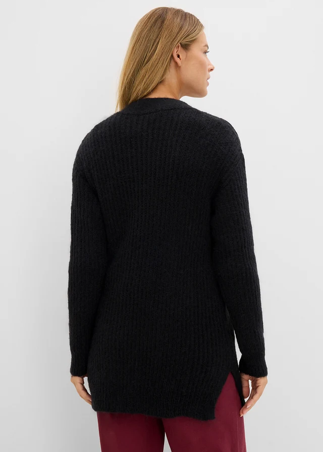 Gilet doux en grosse maille de laine mélangée • noir • Boutique bonprix