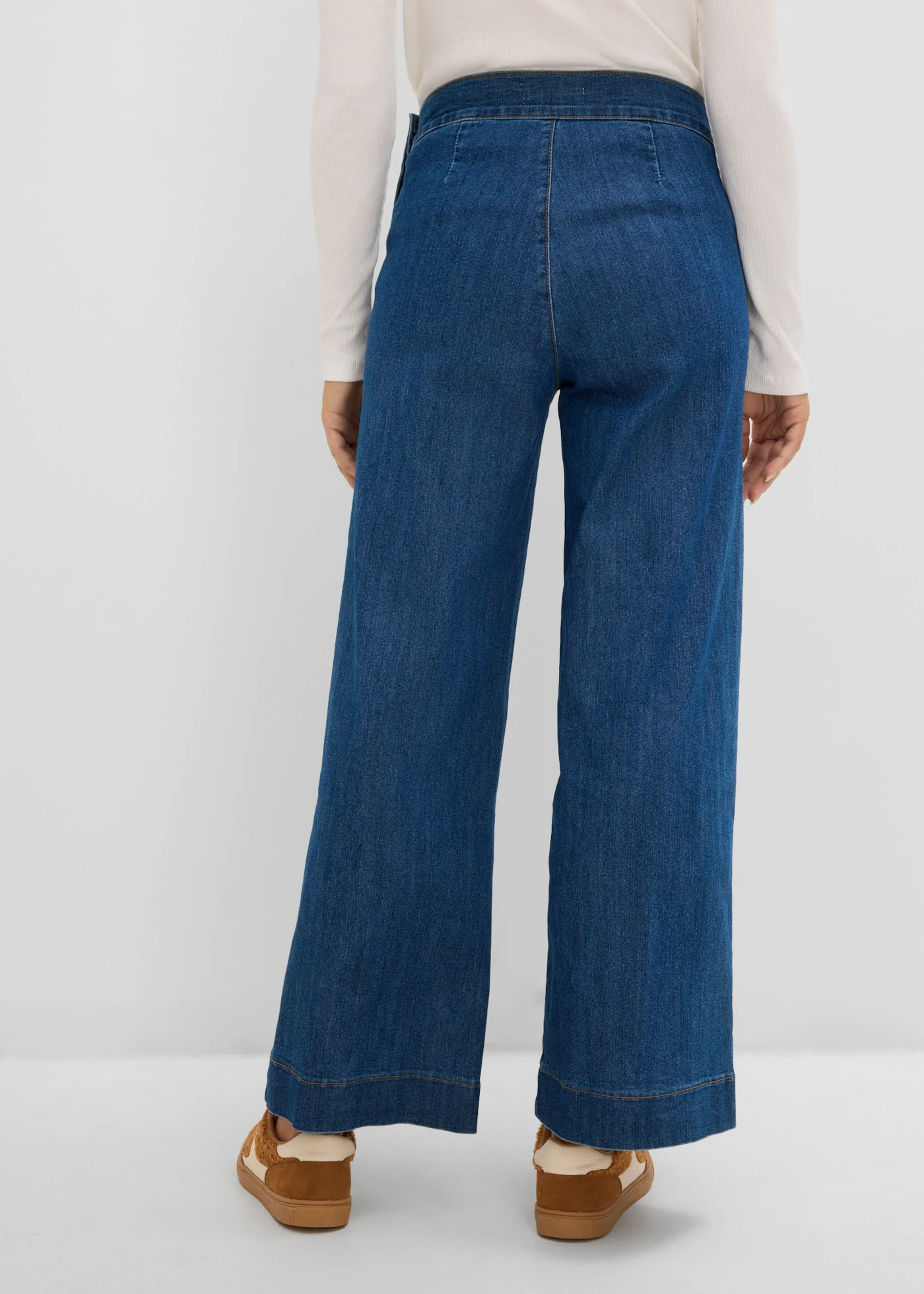 Jean Wide Leg, taille haute avec poches plaquées • bleu denim used  • Boutique bonprix