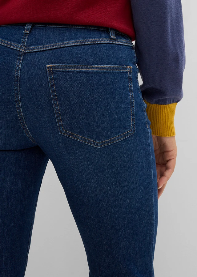 Bootcut jeans, mid waist • donkerblauw denim used • bonprix online shop